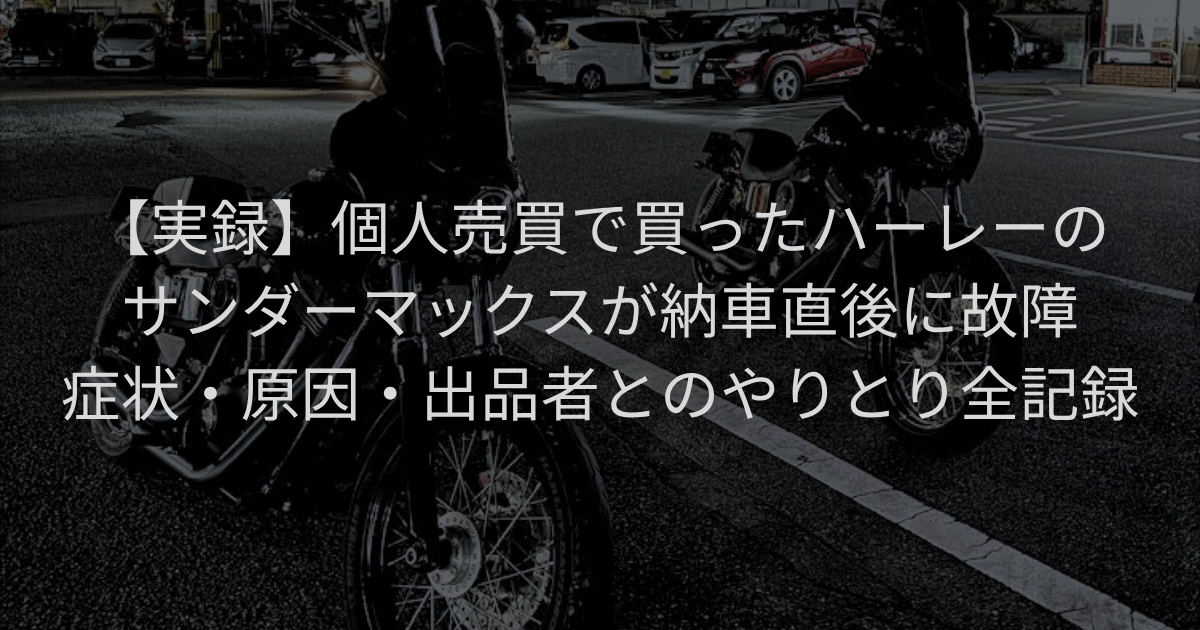 【実録】個人売買で買ったサンダーマックスが納車直後に故障｜症状・原因・出品者とのやりとり全記録