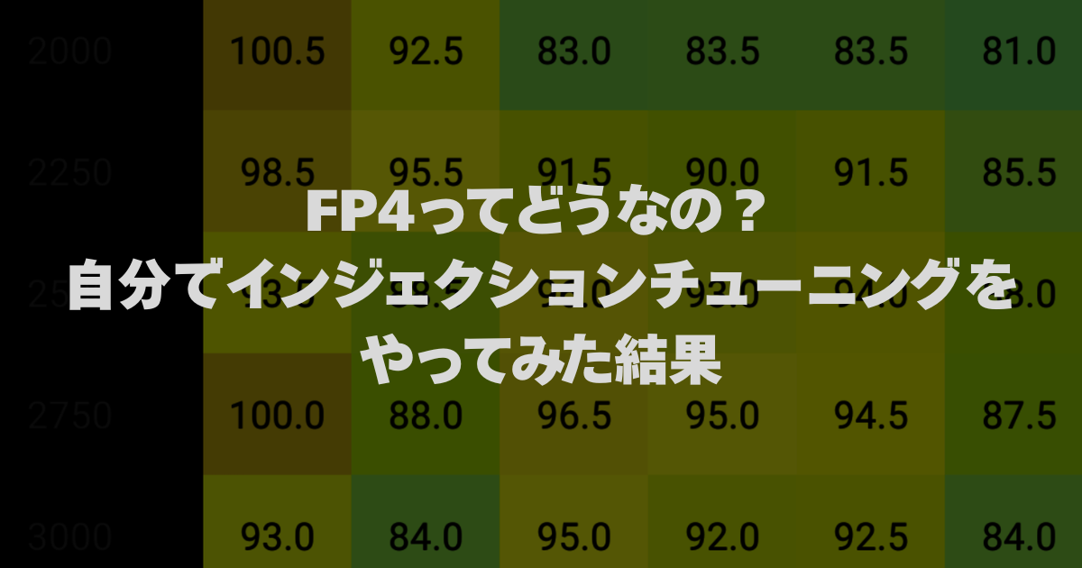 FP4ってどうなの？自分でインジェクションチューニングをやってみた結果